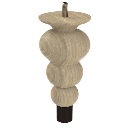 Designs Of Distinction 6" Tipt Toe Bun Foot with bolt and 1" Flat Black Ferrule - White Oak 01242006WKWR6